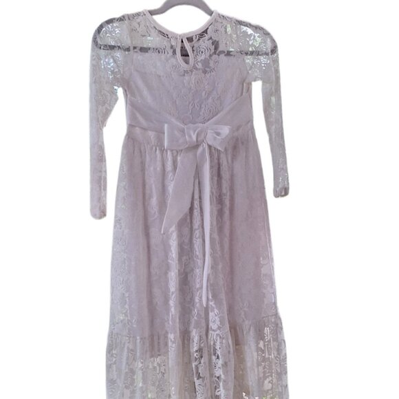 Girls Size 12 White Lace Confirmation Flower Girl Formal Party First Communion - Picture 1 of 4